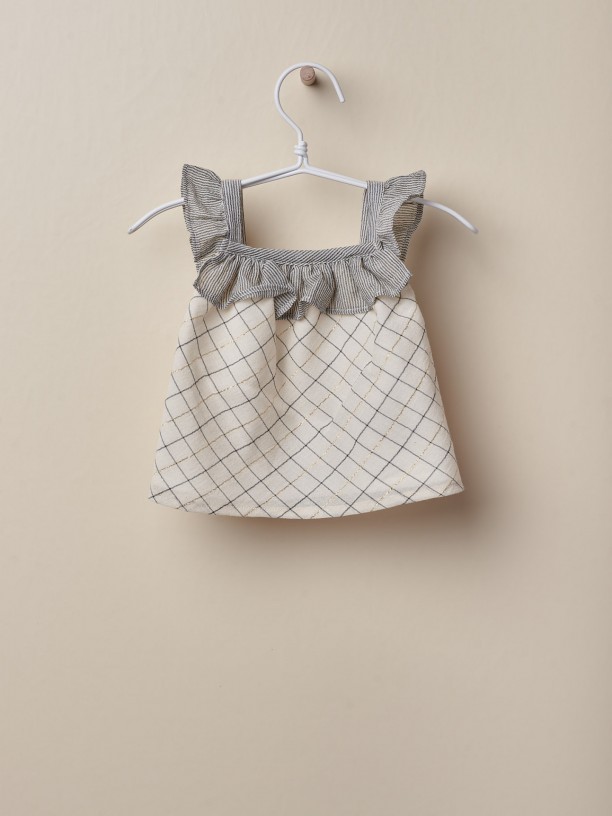 Blouse with check pattern