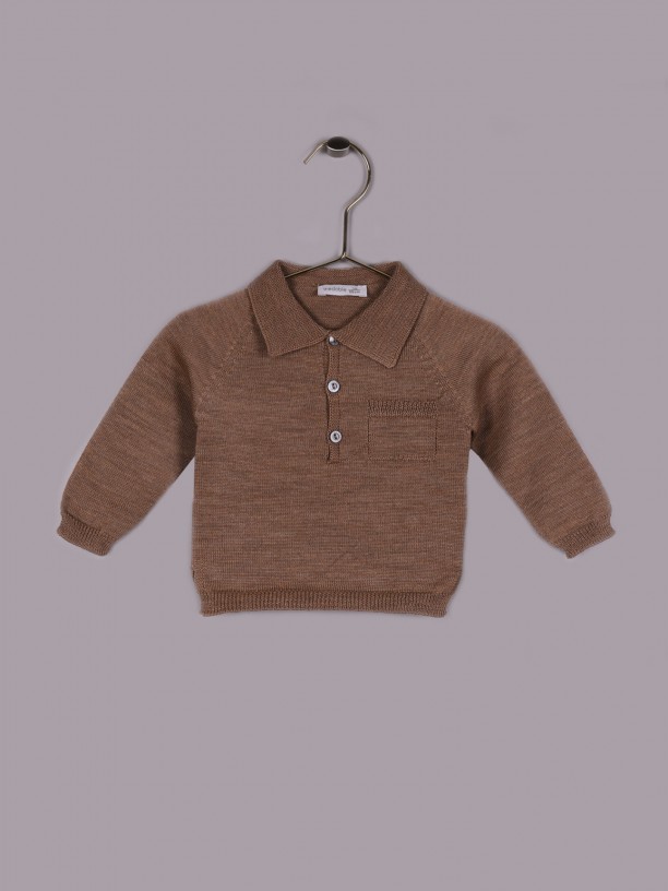 Merino wool polo sweater