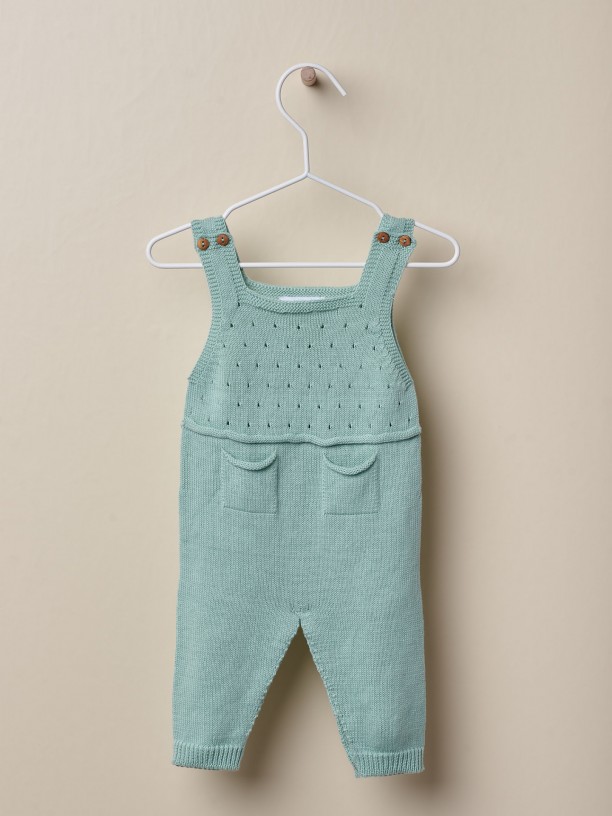 Cotton knitted dungarees