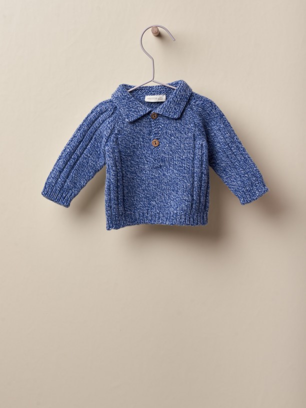 Knitted polo sweater
