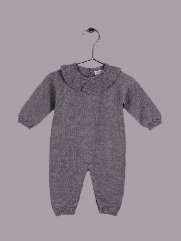 Wool jumpsuit with frill