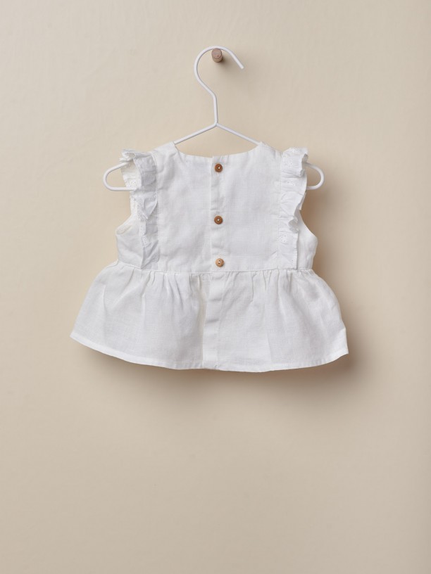 Linen blouse with frill