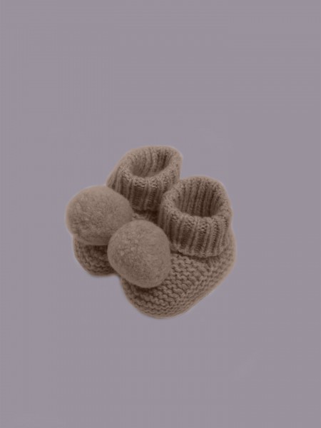 Knitted pompom booties