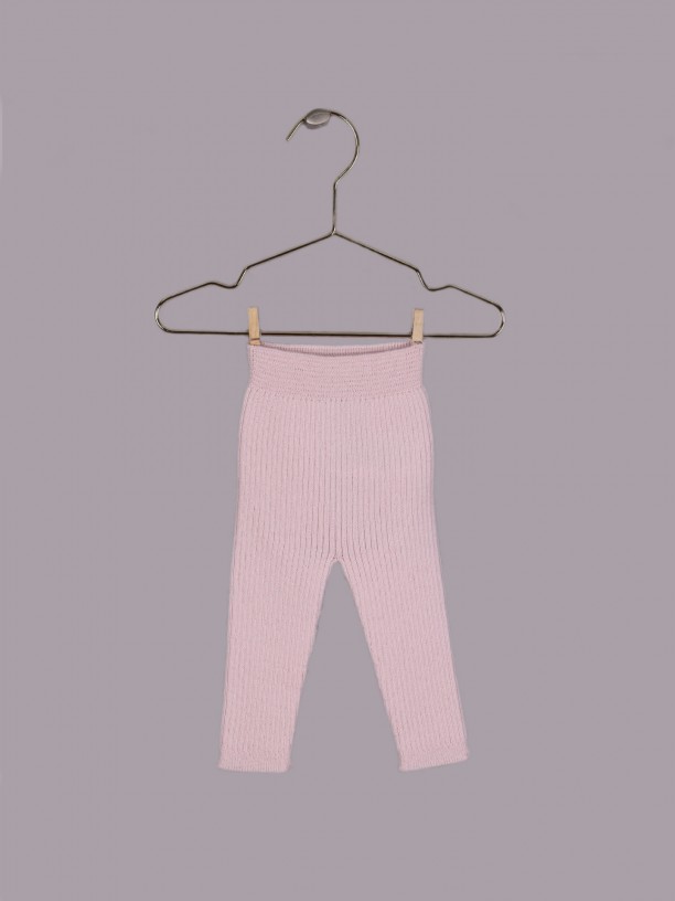 Fine knit ribbed trousers