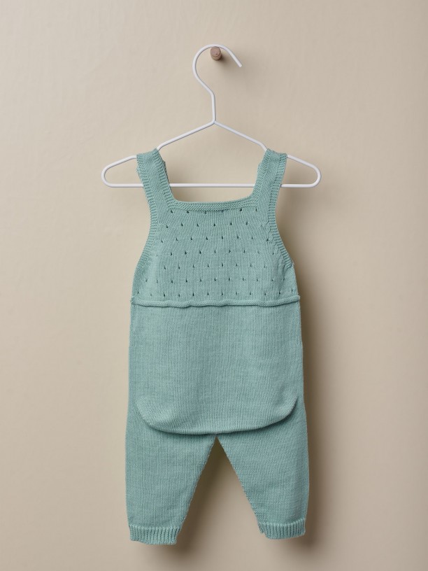 Cotton knitted dungarees
