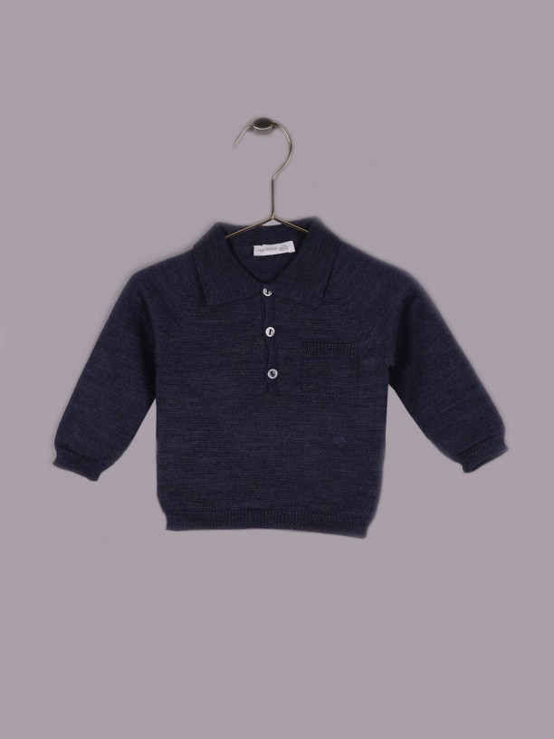 Merino wool polo sweater