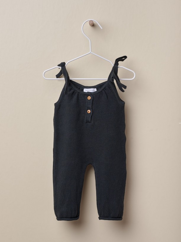 Dungarees with bow trims