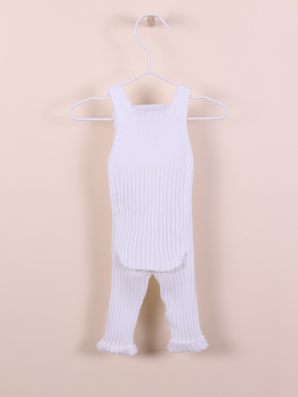 Ribbed knitted dungarees