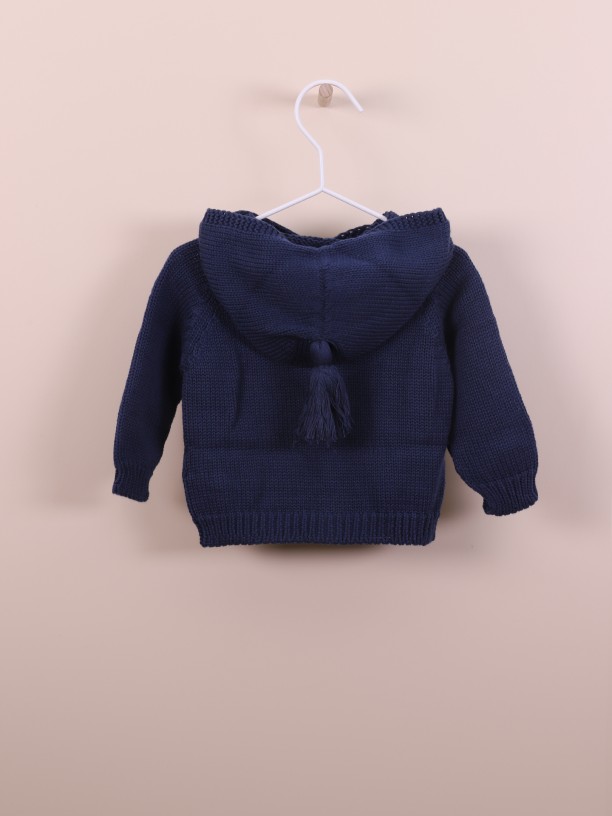 Hooded knitted cardigan