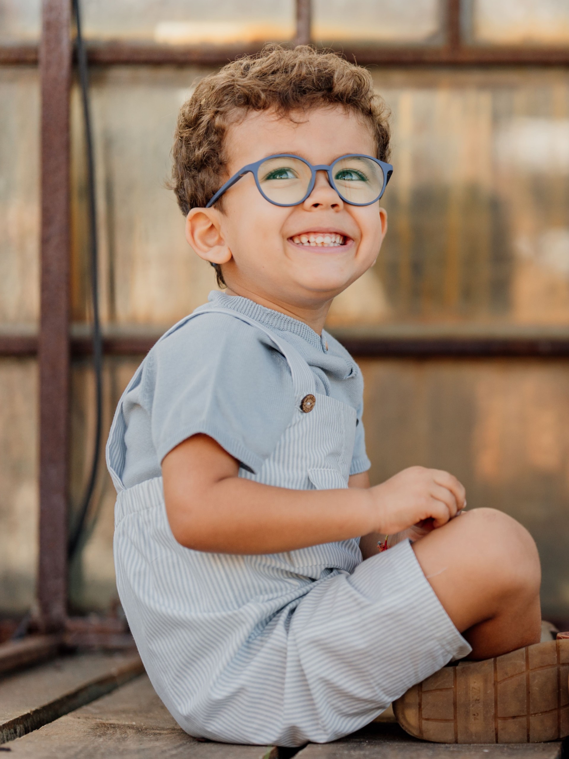 Striped print dungarees