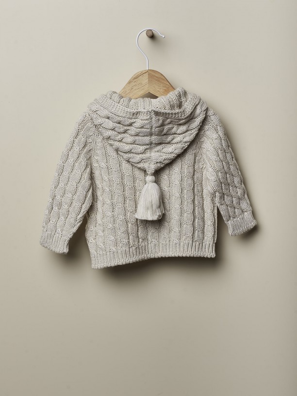 Hooded knit cardigan