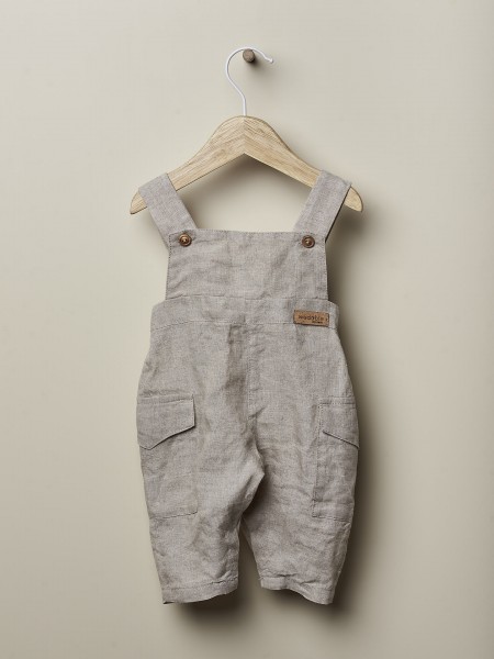 Natural linen dungarees