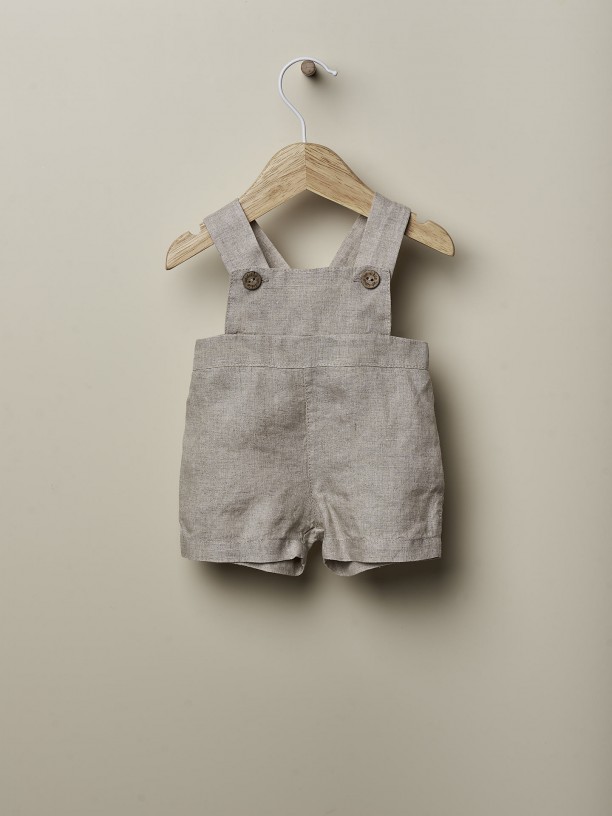 Natural linen dungarees