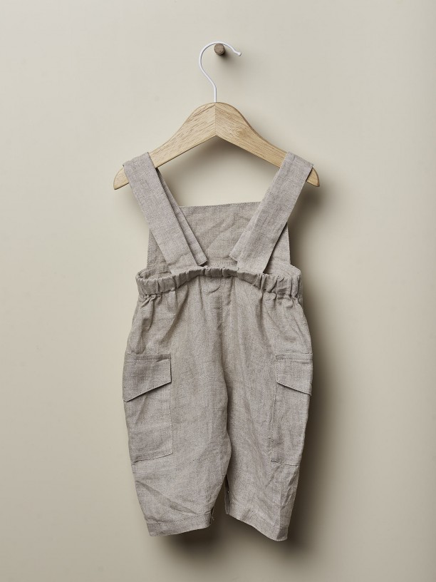 Natural linen dungarees