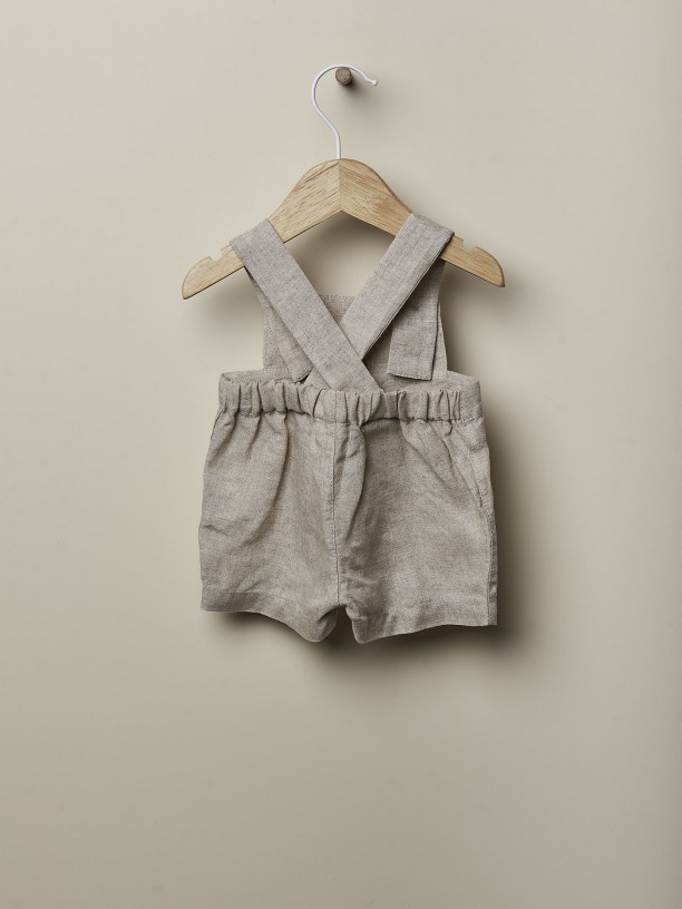 Natural linen dungarees