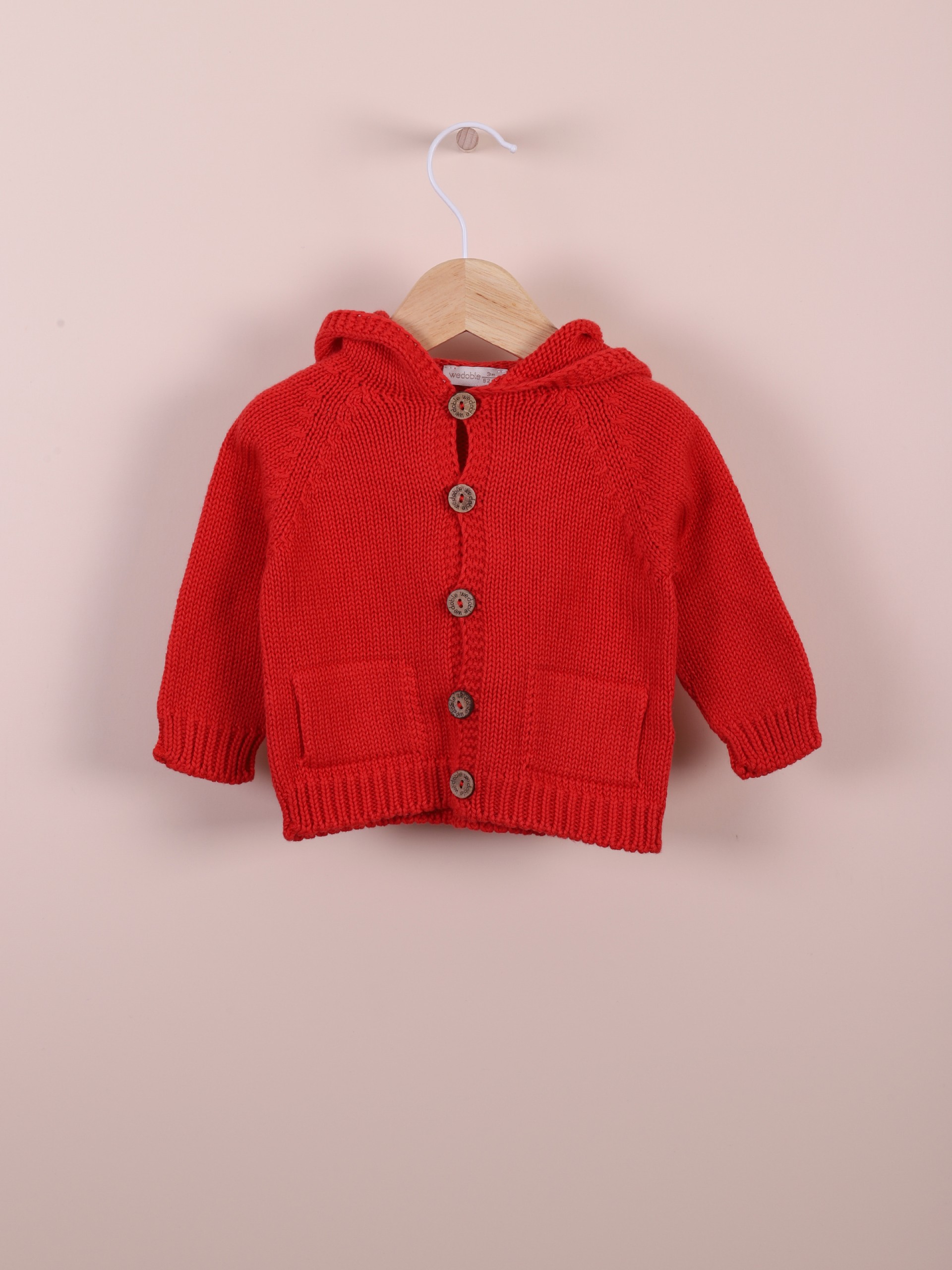 Hooded knit cardigan