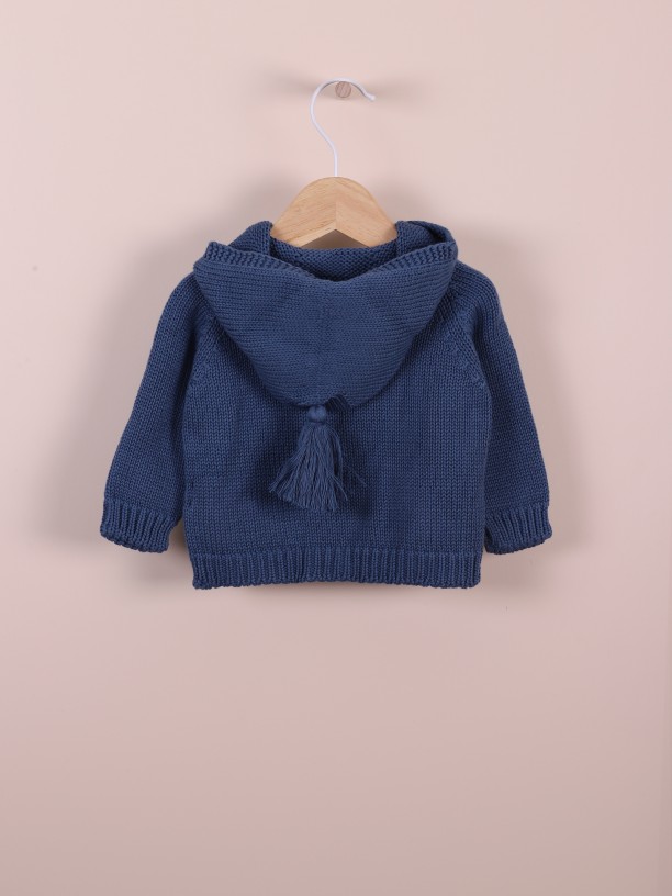 Hooded knit cardigan