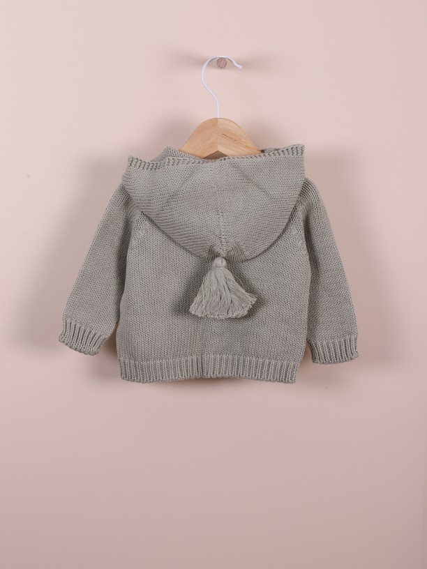 Hooded knit cardigan