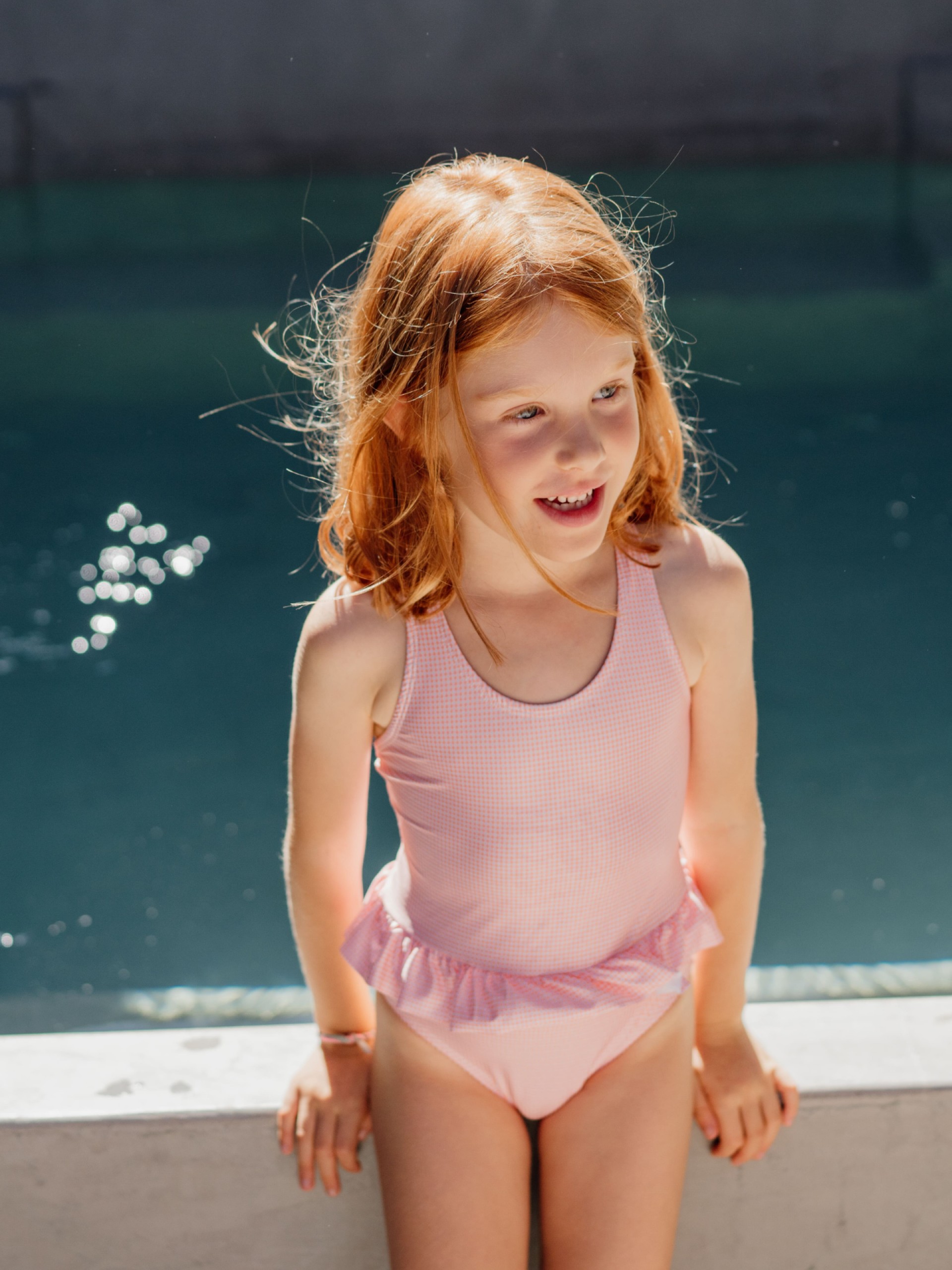 Swimsuit coral vichy