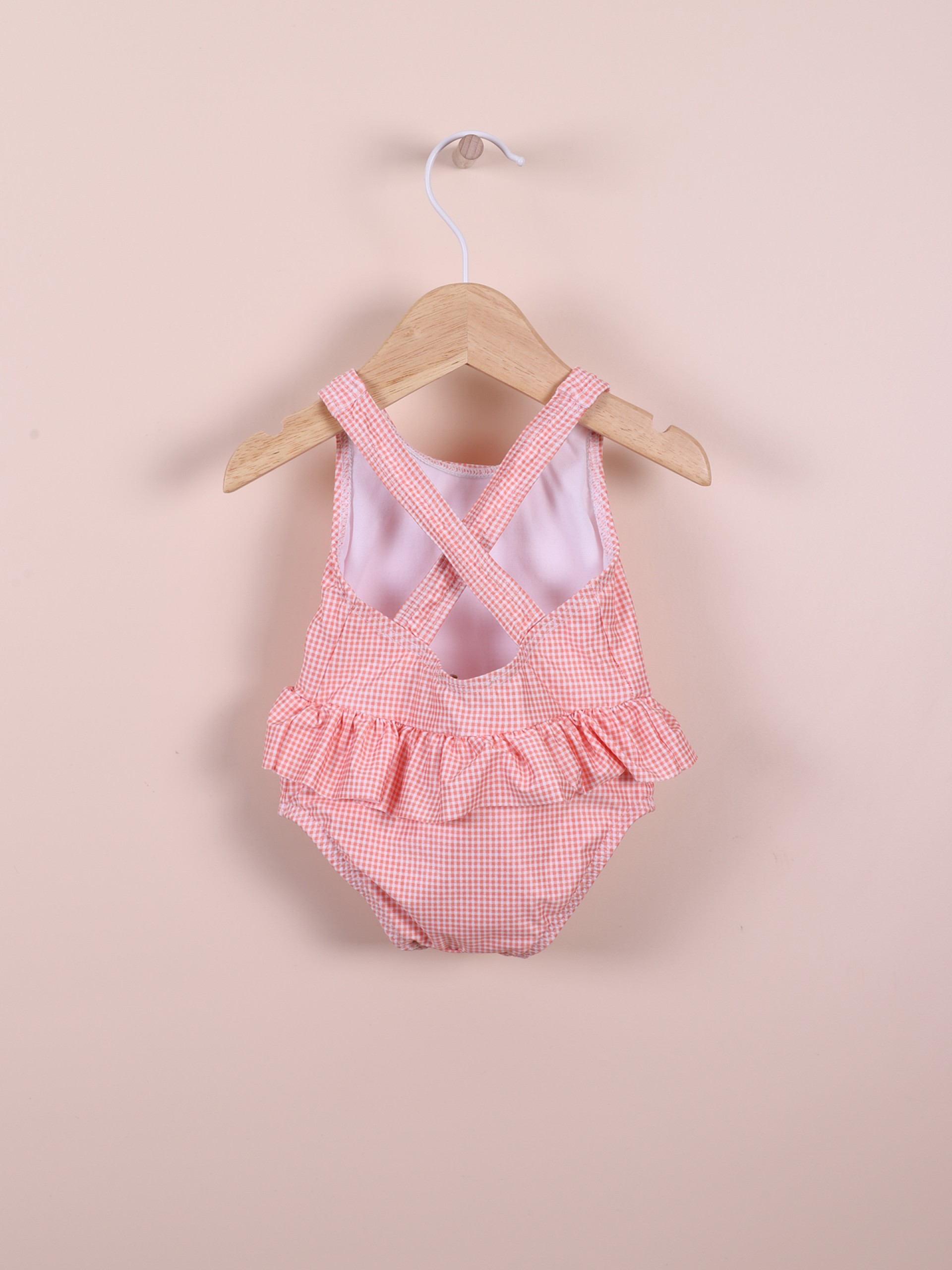 Swimsuit coral vichy