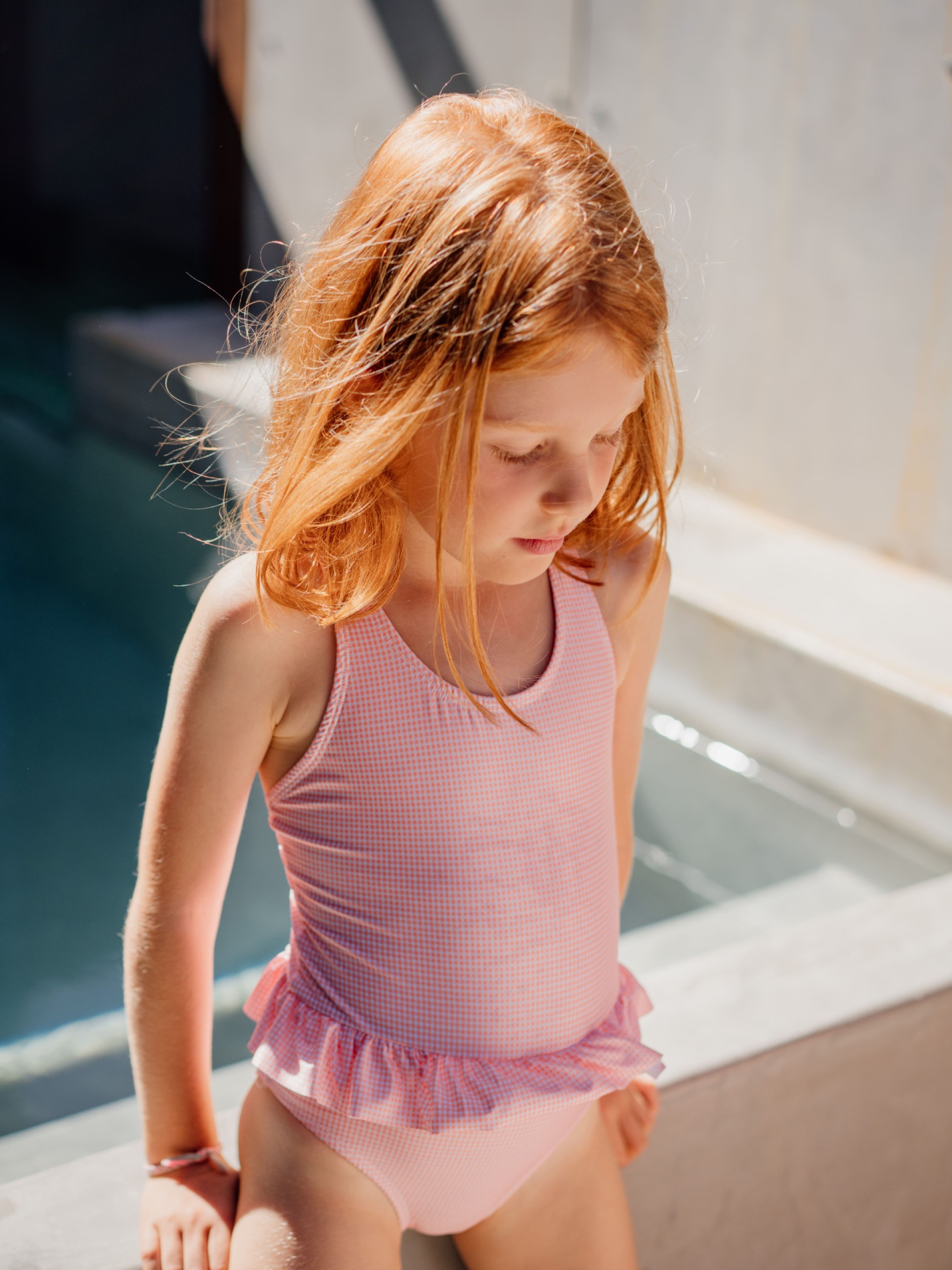 Swimsuit coral vichy