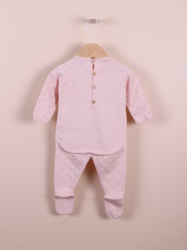 Knitted cotton babygrow
