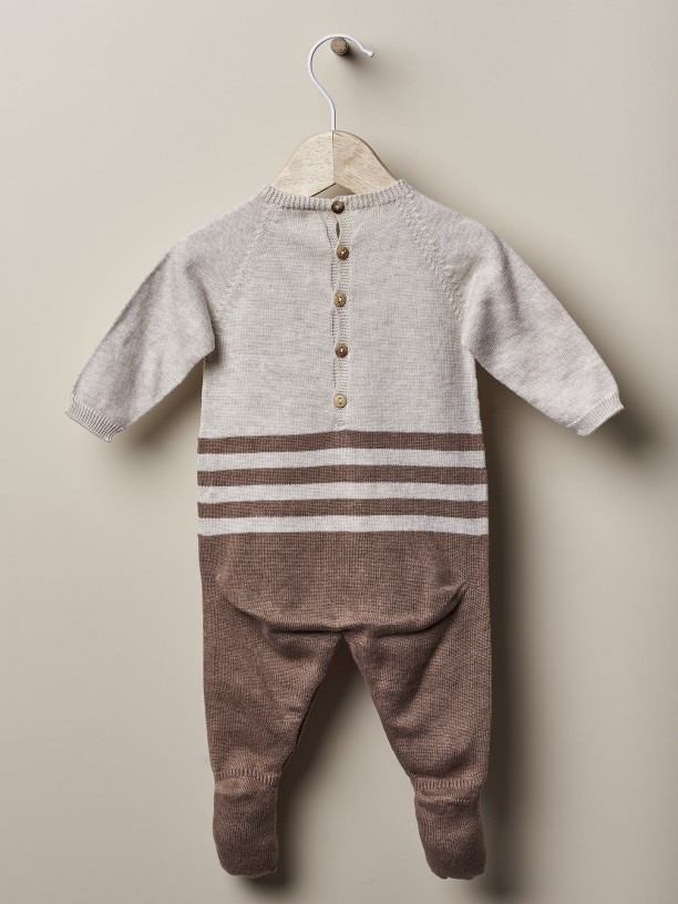 Knitted cotton babygrow