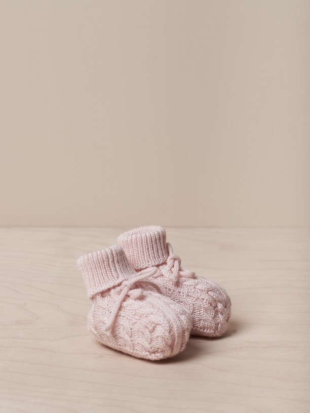 Knitted wool booties