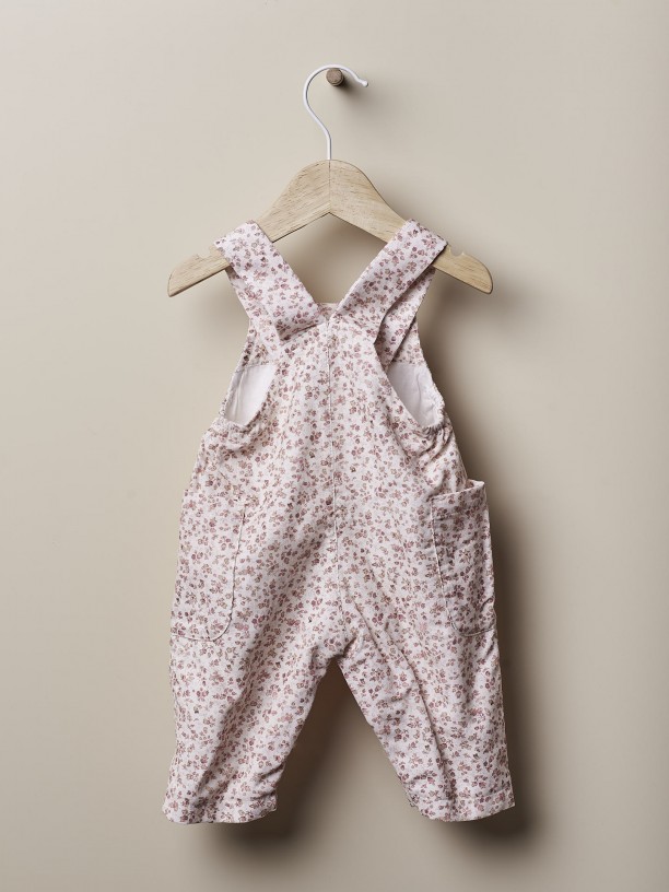 Floral cotton dungarees