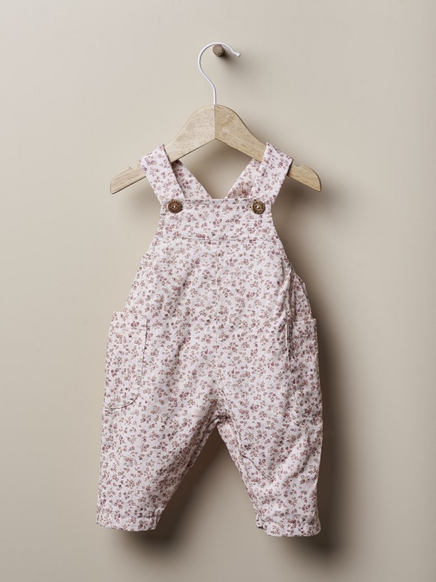 Floral cotton dungarees