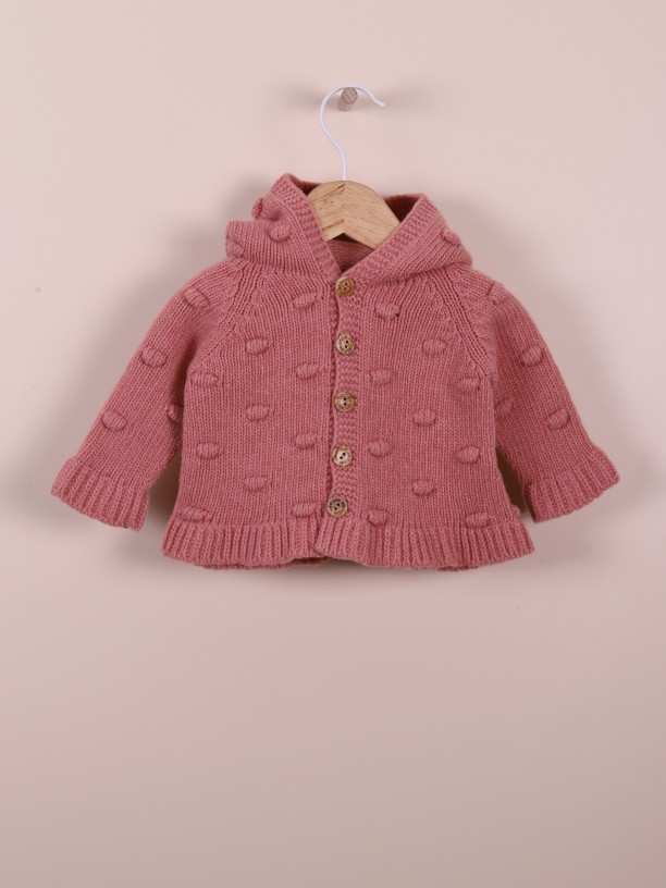 Knitted hooded cardigan