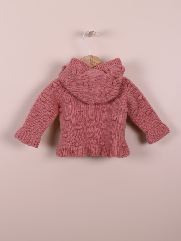 Knitted hooded cardigan