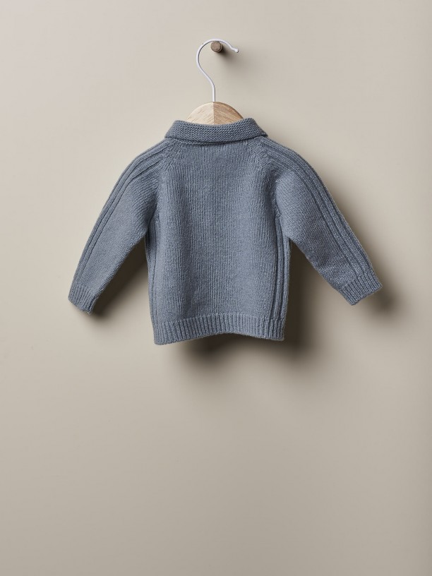 Knitted wool polo sweater