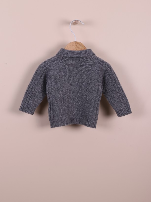 Knitted wool polo sweater