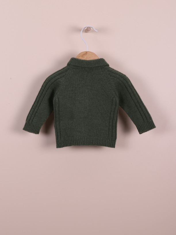 Camisola polo tricotada