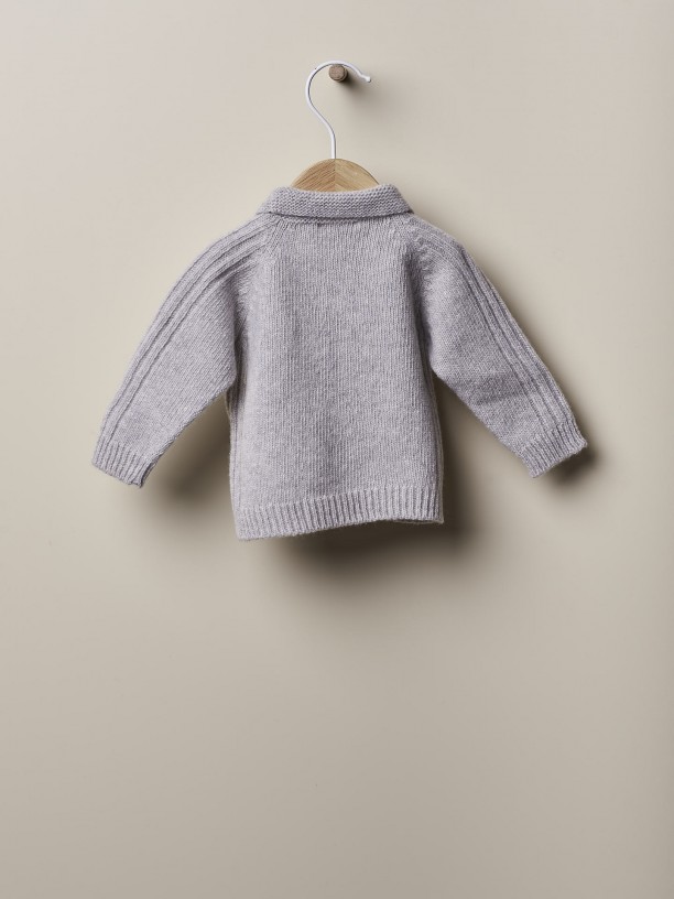 Knitted wool polo sweater