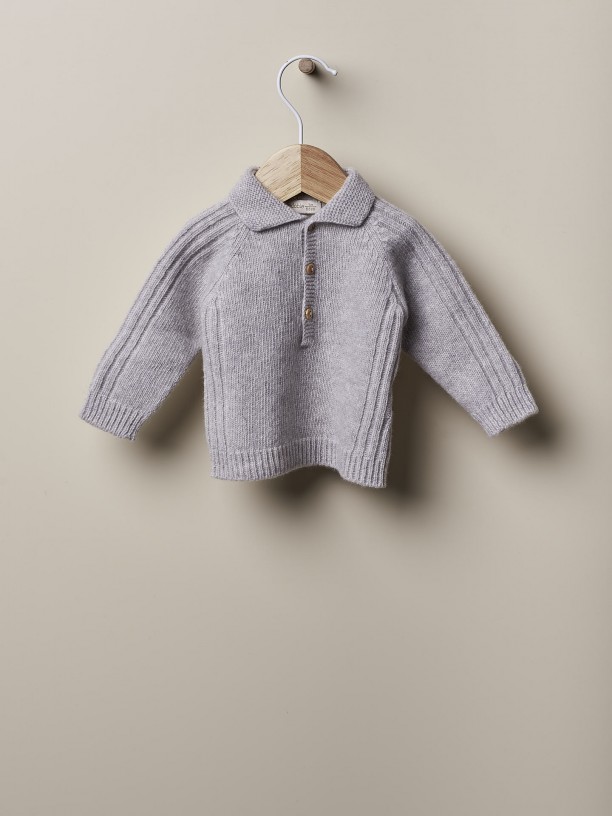 Knitted wool polo sweater