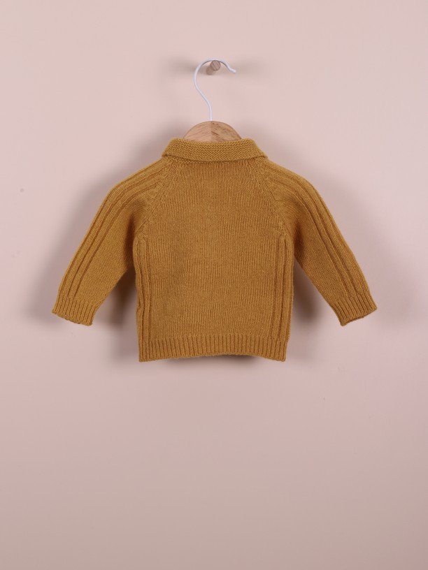 Knitted wool polo sweater