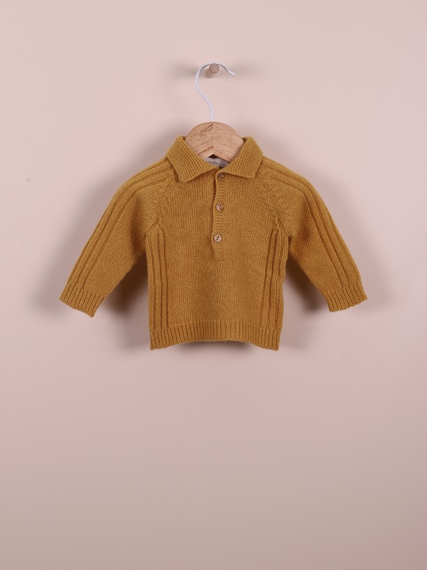 Knitted wool polo sweater