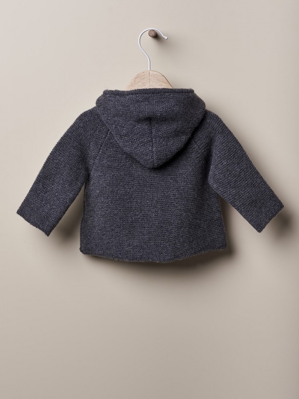 Hooded wool cardigan