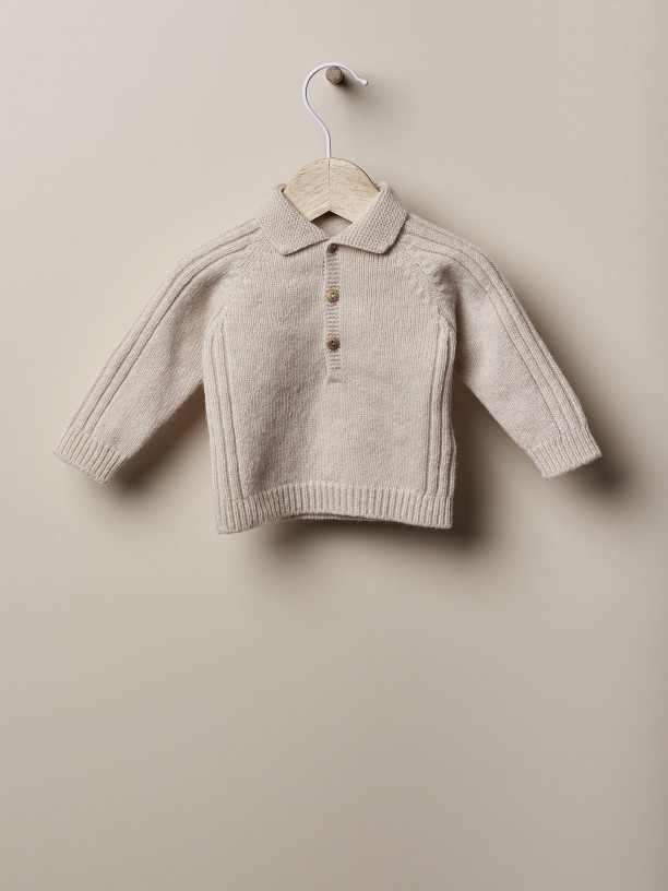 Knitted polo sweater