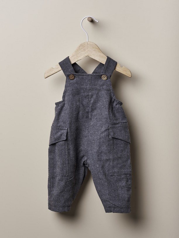 Solid fabric dungarees