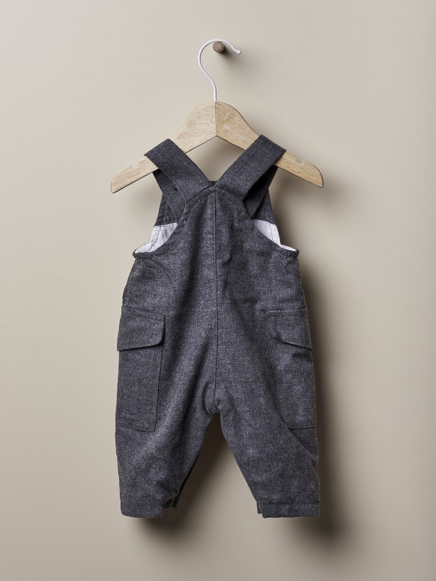 Solid fabric dungarees