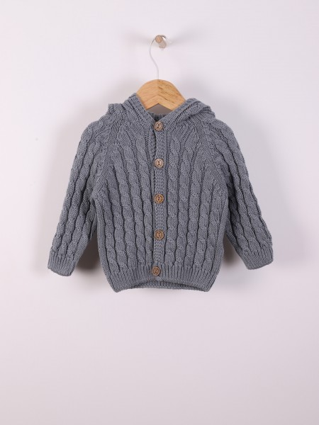 Hooded knit cardigan