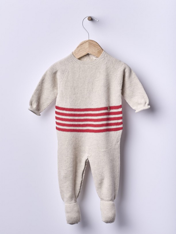 Knitted cotton babygrow