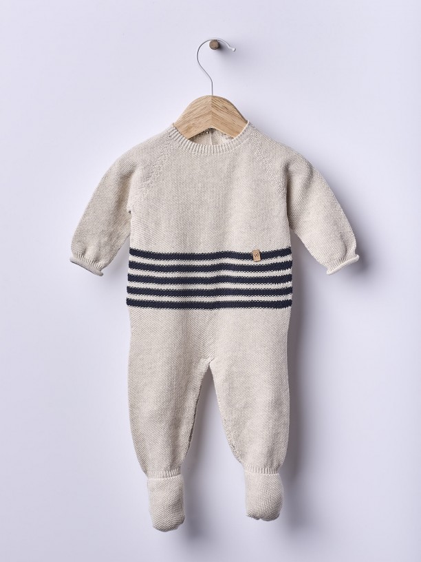 Knitted cotton babygrow