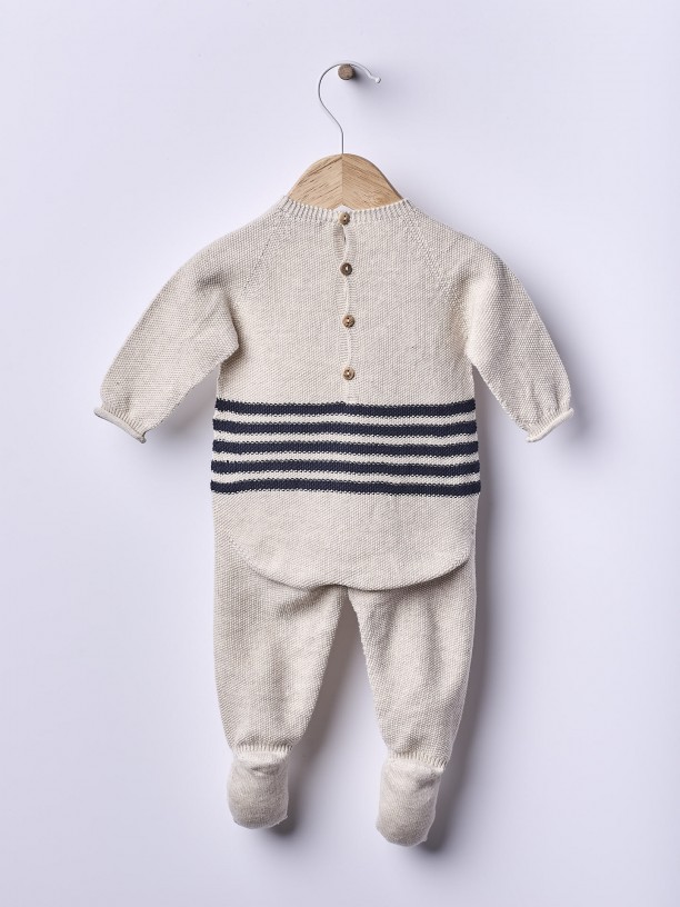 Knitted cotton babygrow