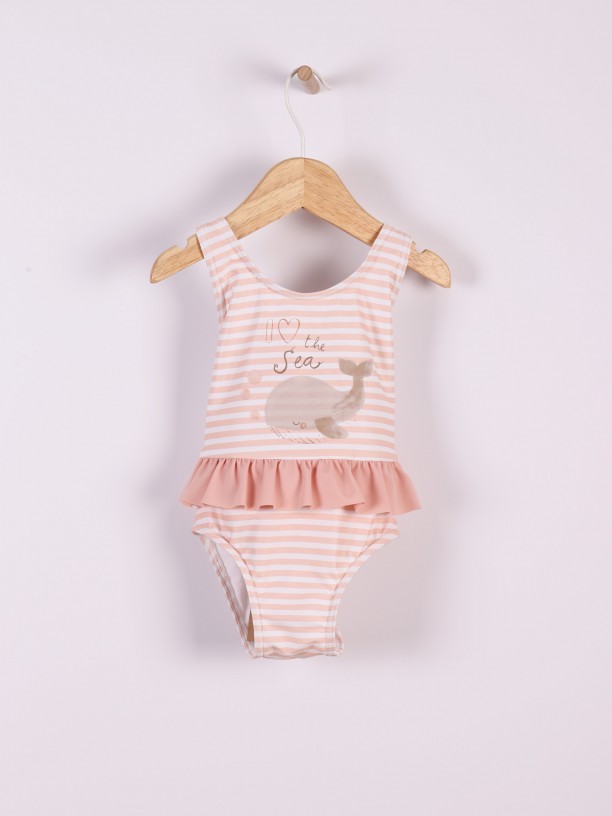 Striped swimming suit