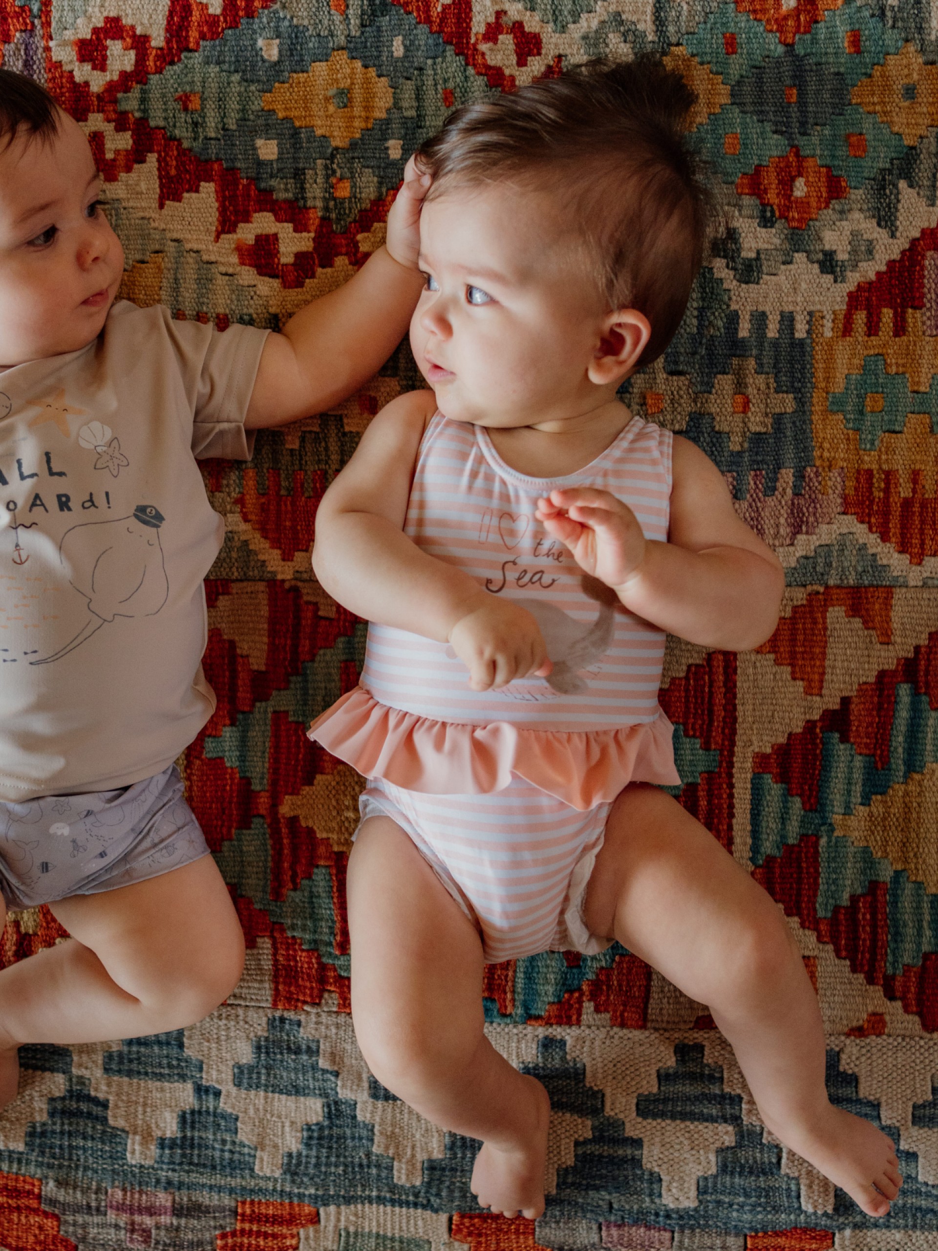 Striped swimming suit