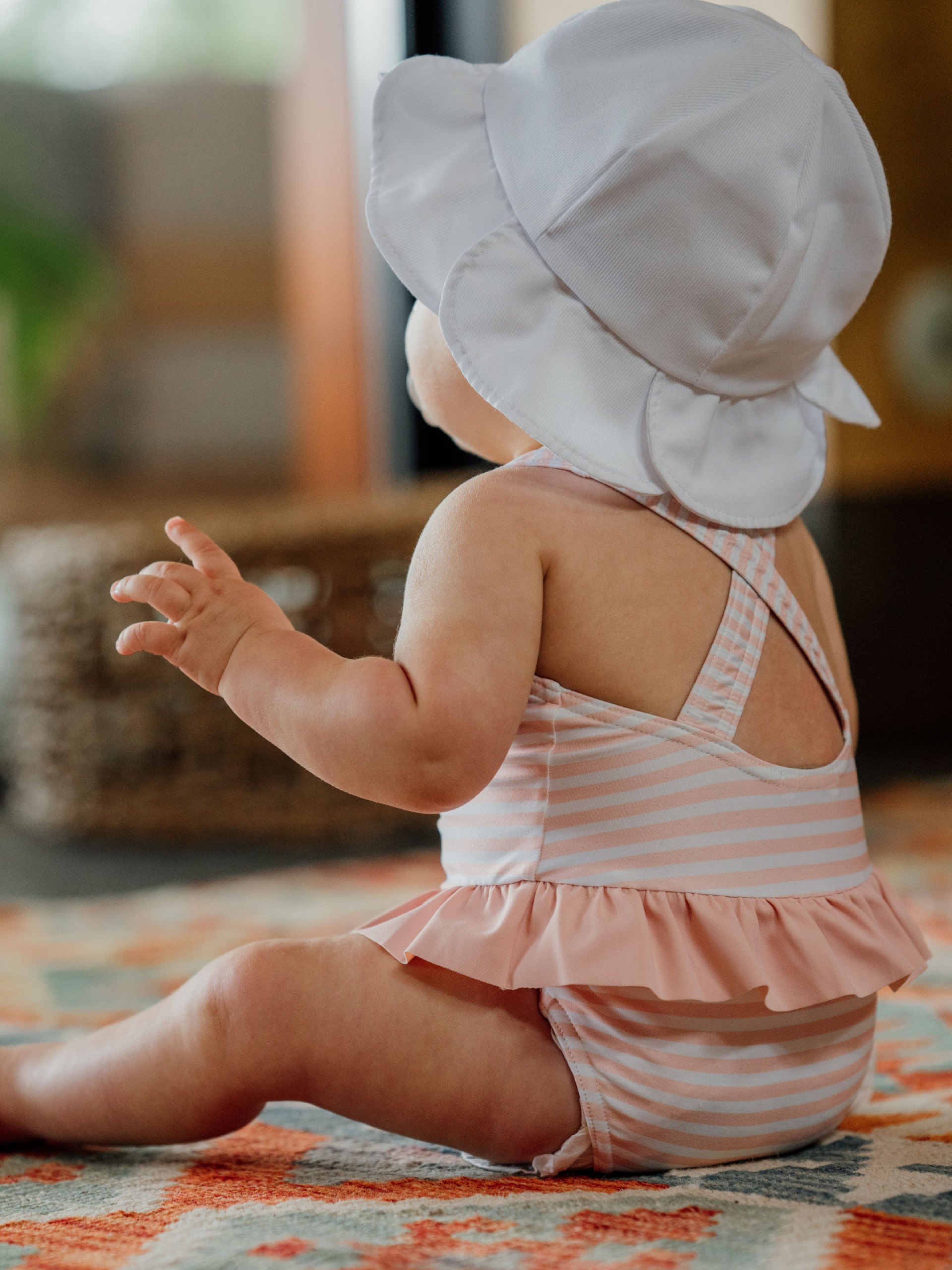 Striped swimming suit
